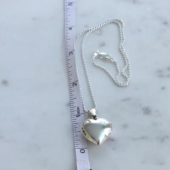 Sterling Silver Puffed Heart Locket Necklace - Picture 11 of 16